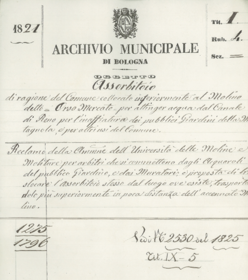 Original document, Historical Archives of the Municipality of Bologna